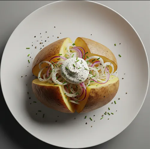Jacket Potatoes With Cheese & Onion 
