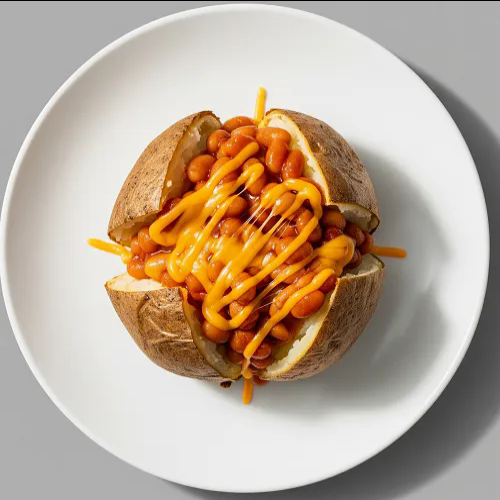 Jacket Potatoes With Cheese & Beans 