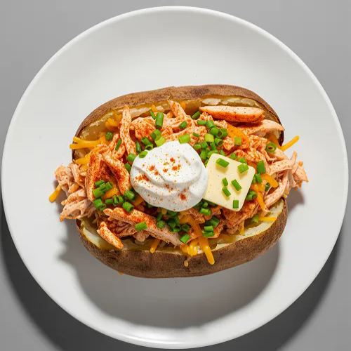 Jacket Potatoes With Cheese & Spicy Chicken 